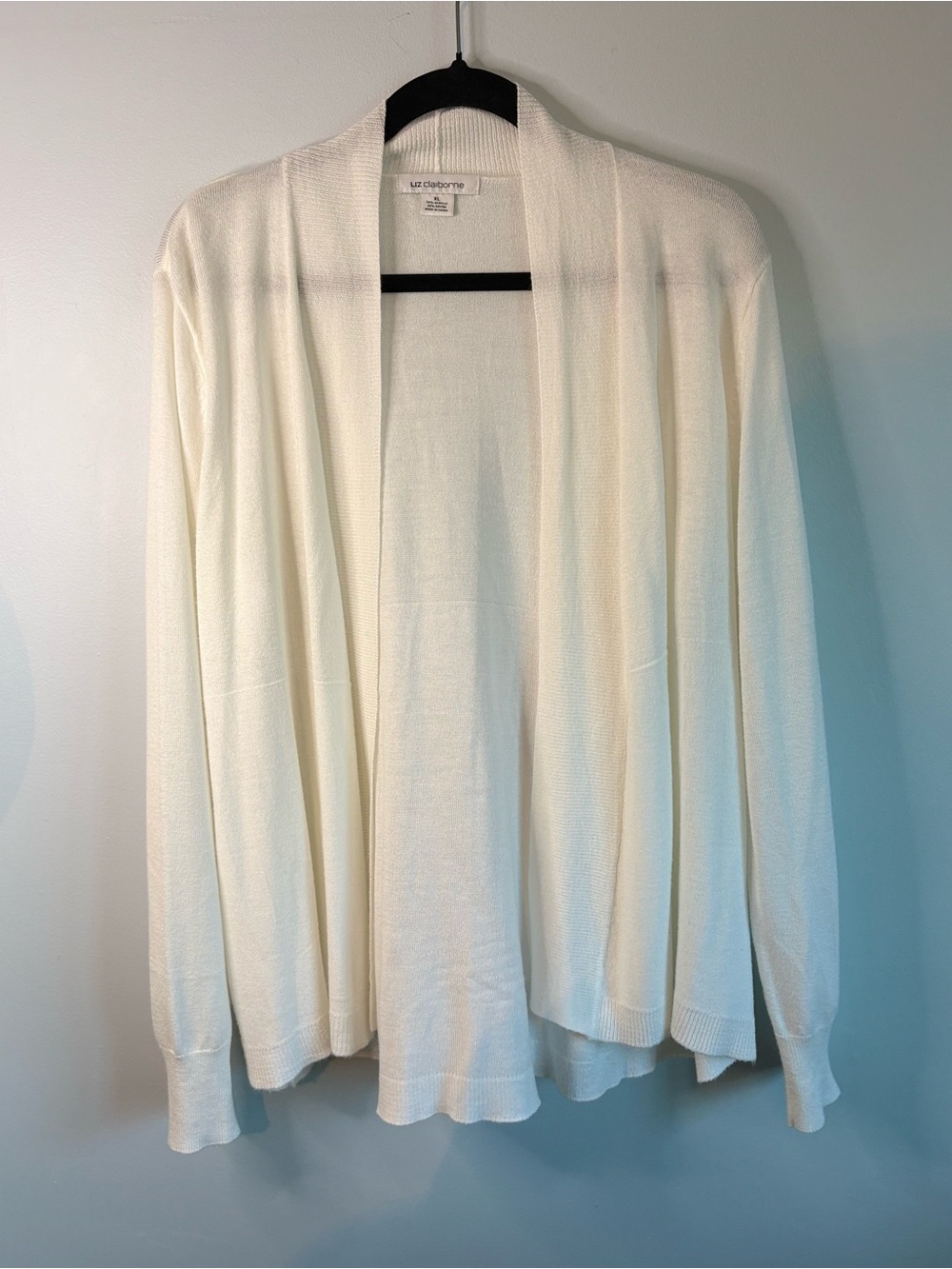 Liz Claiborne Ivory Open-Front Lightweight Cardigan